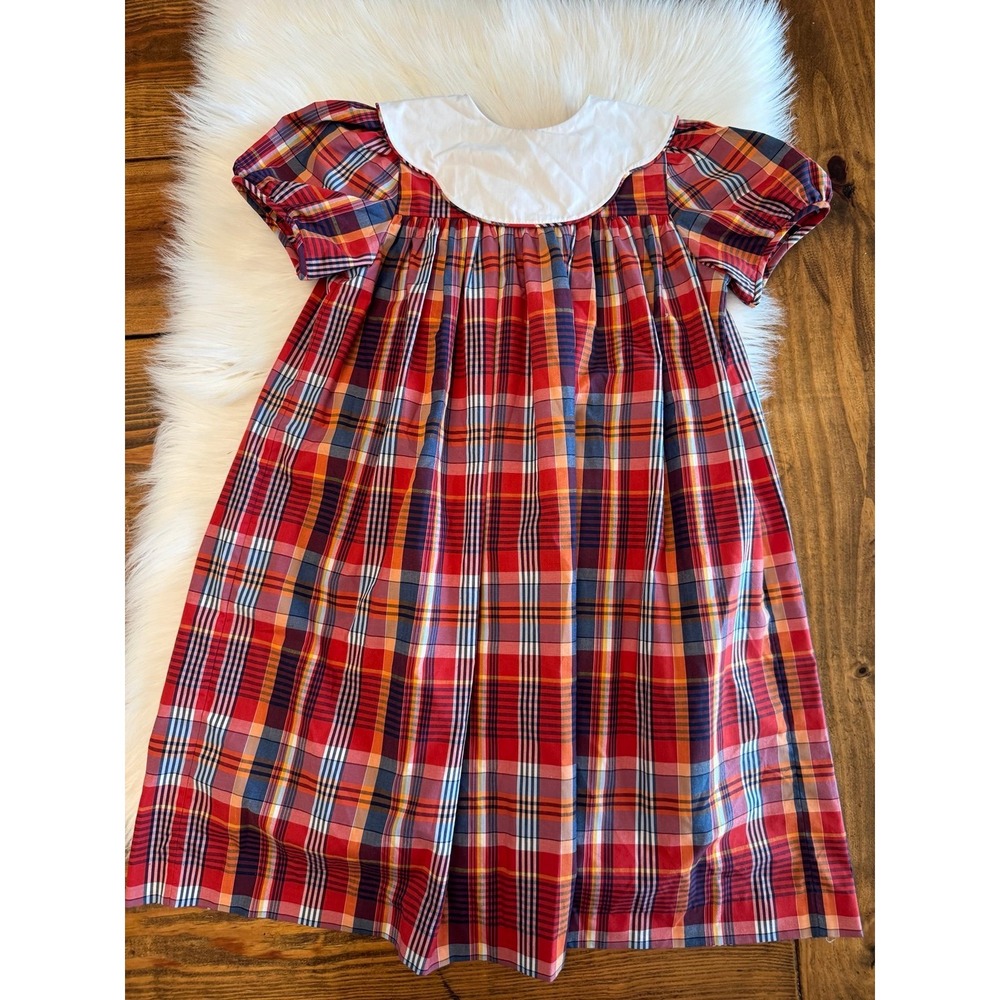 Mom and Me size 6 plaid fall dress white collar
